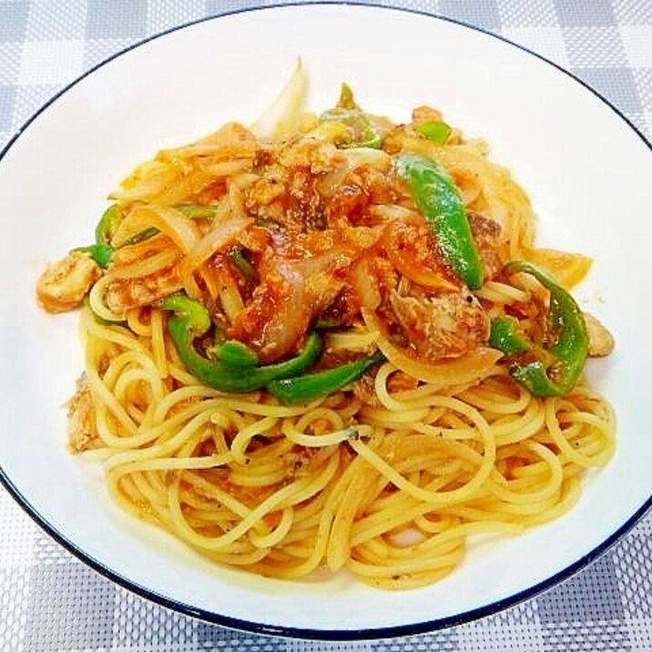 サバ缶ナポリタン